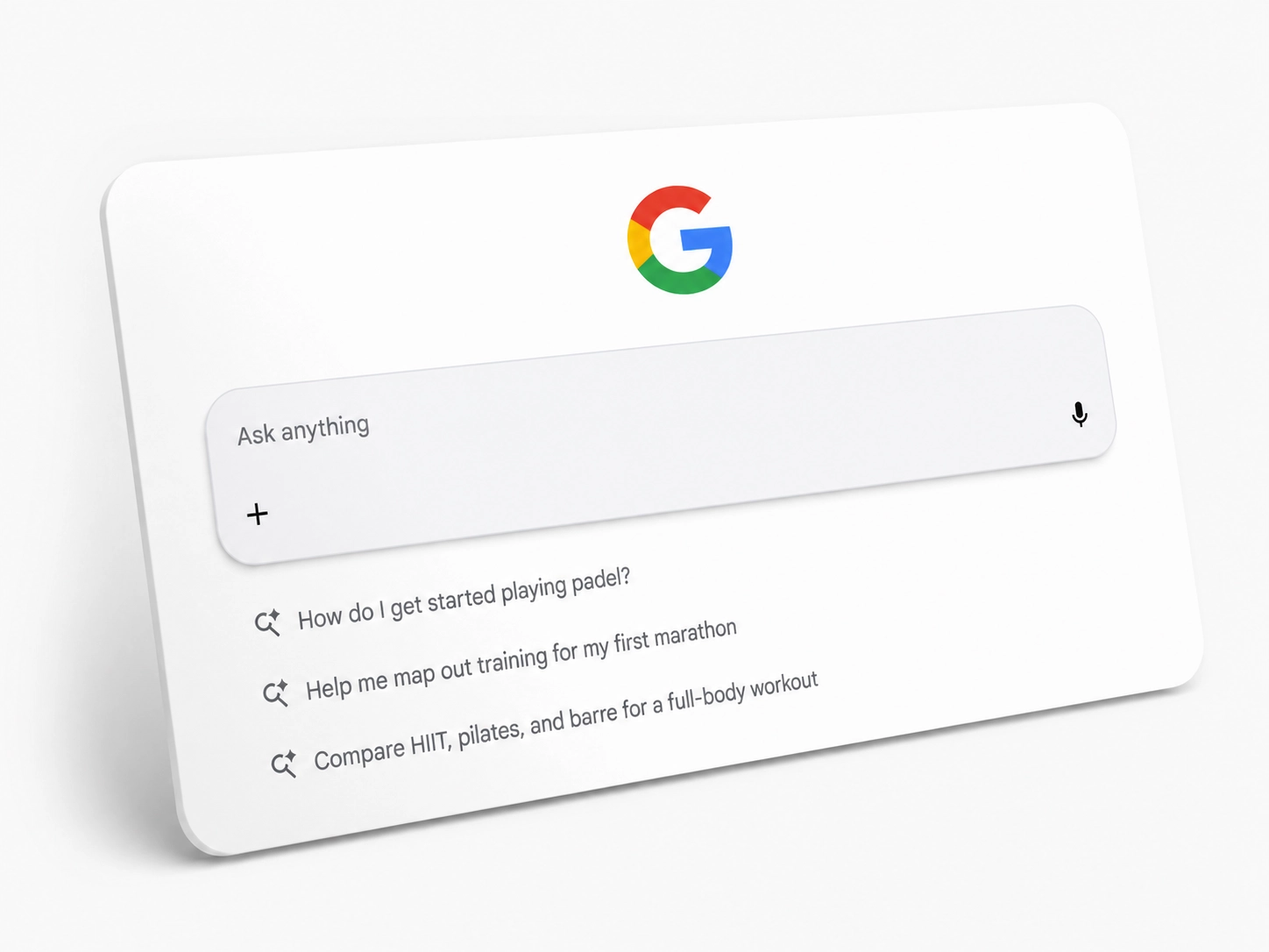 Google AI mode with suggestions.